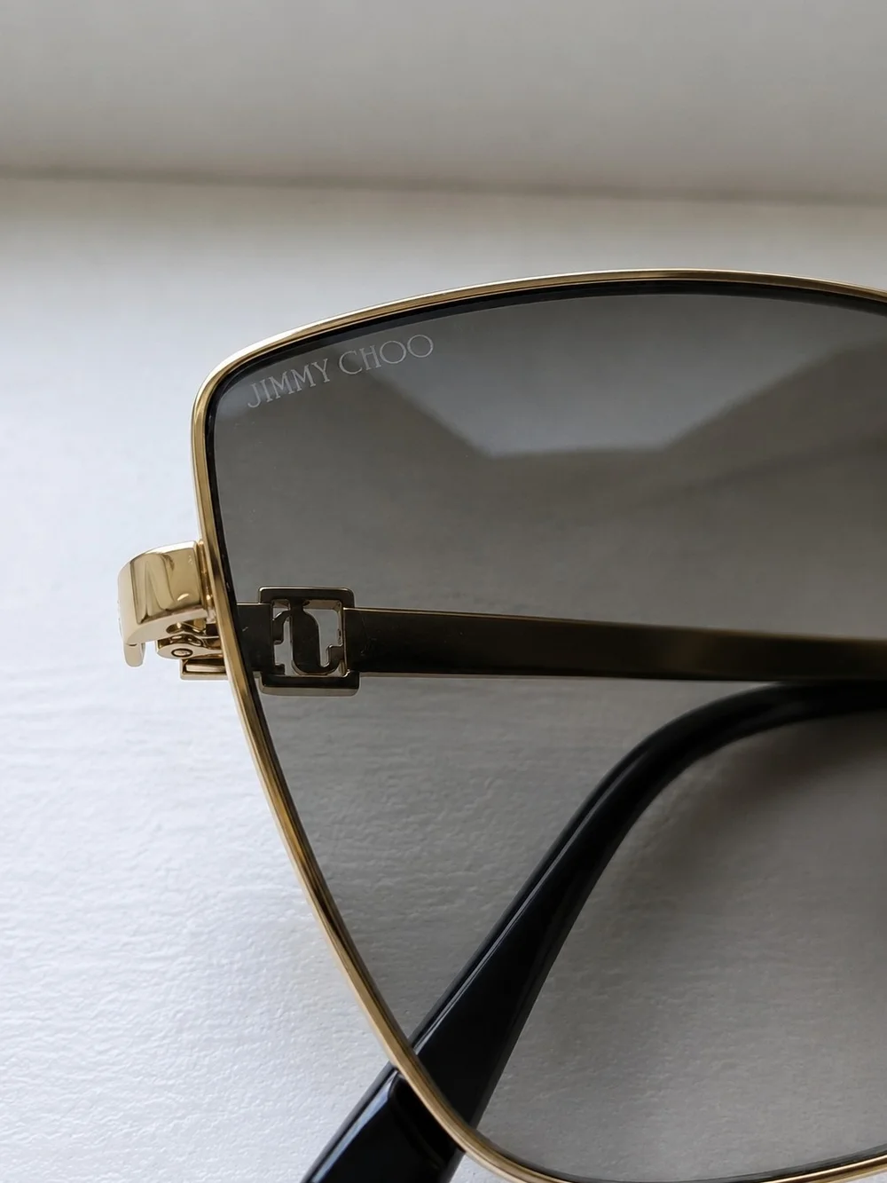 Jimmy Choo VEILLA/S 06JHA Gold Square Sunglasses 59-16 with Case & Cloth